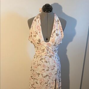 Chic Backless 25% Linen Floral Dress